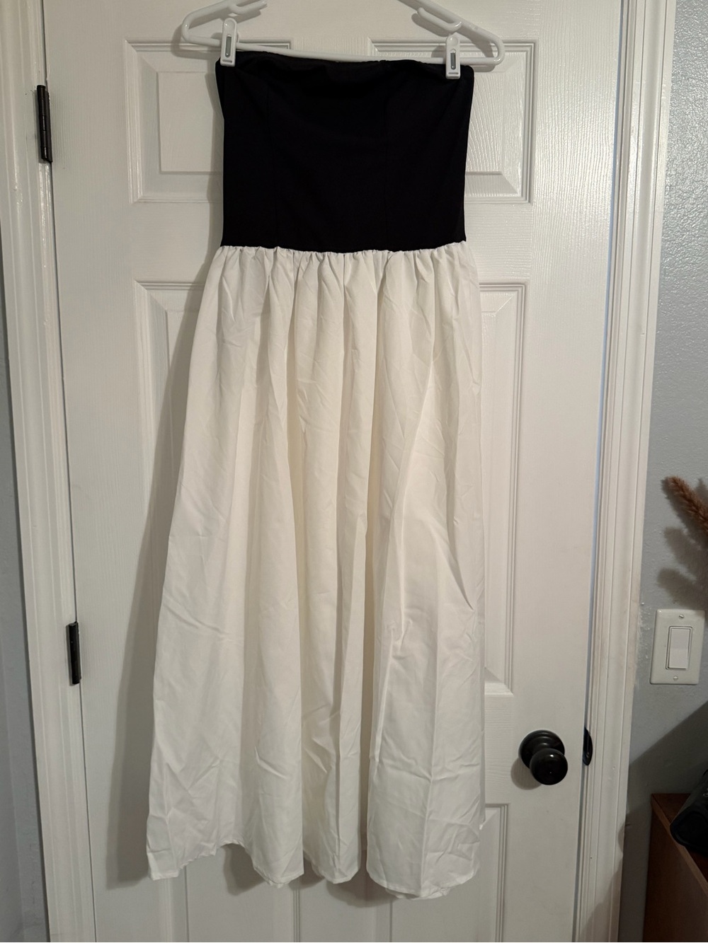 Commense Black and White Strapless Maxi Skirt